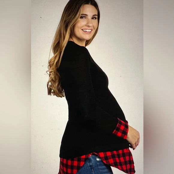 New Pinkblush Black‎ Plaid Shirttail Maternity Sweater - Picture 7 of 7